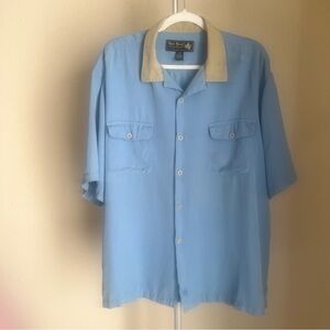 Nat Nast Luxury Originals 100% Silk Button Front Shirt Blue Size XL